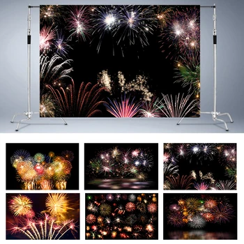 

Nitree Photography Background Photo Studio Backdrop Christmas Colorful Fireworks Xmas Party Banner Decoration