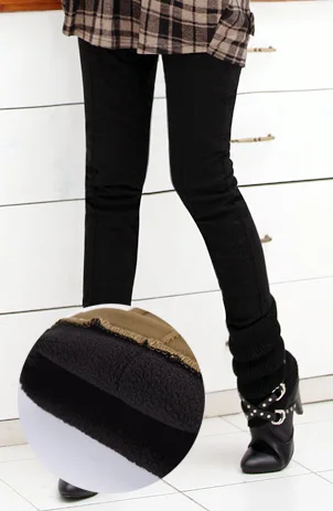 Уличная одежда зимние теплые толстые Флисовые женские брюки карандаш с высокой талией для женщин брюки женские большие размеры 5xl 6xl - Цвет: Черный