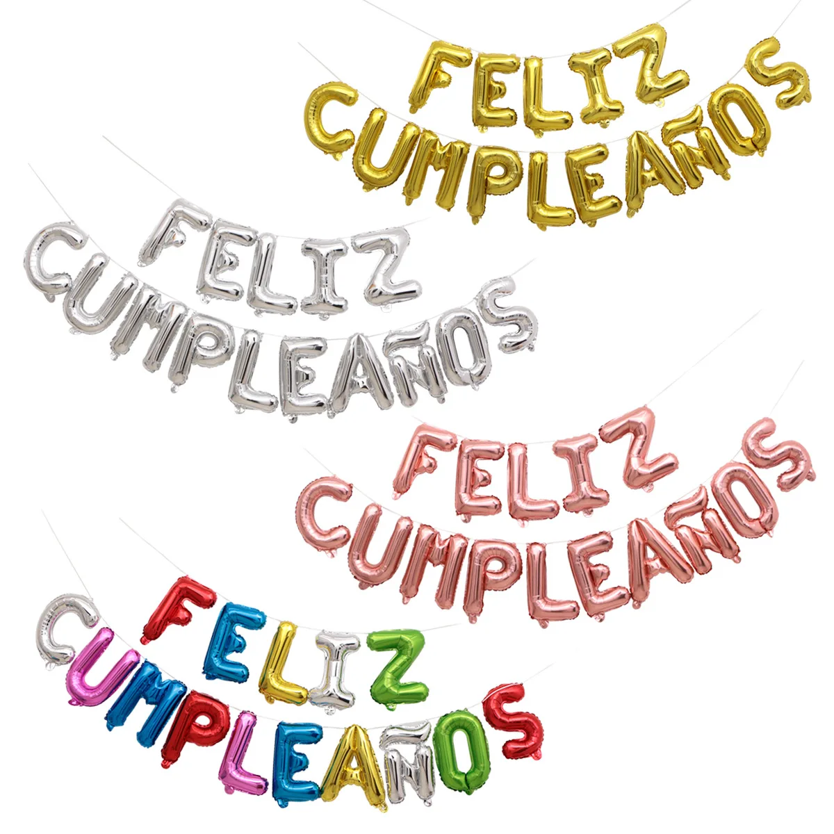 

16 inch happy birthday balloon set Spanish FELIZ CUMPLEANOS balloon package