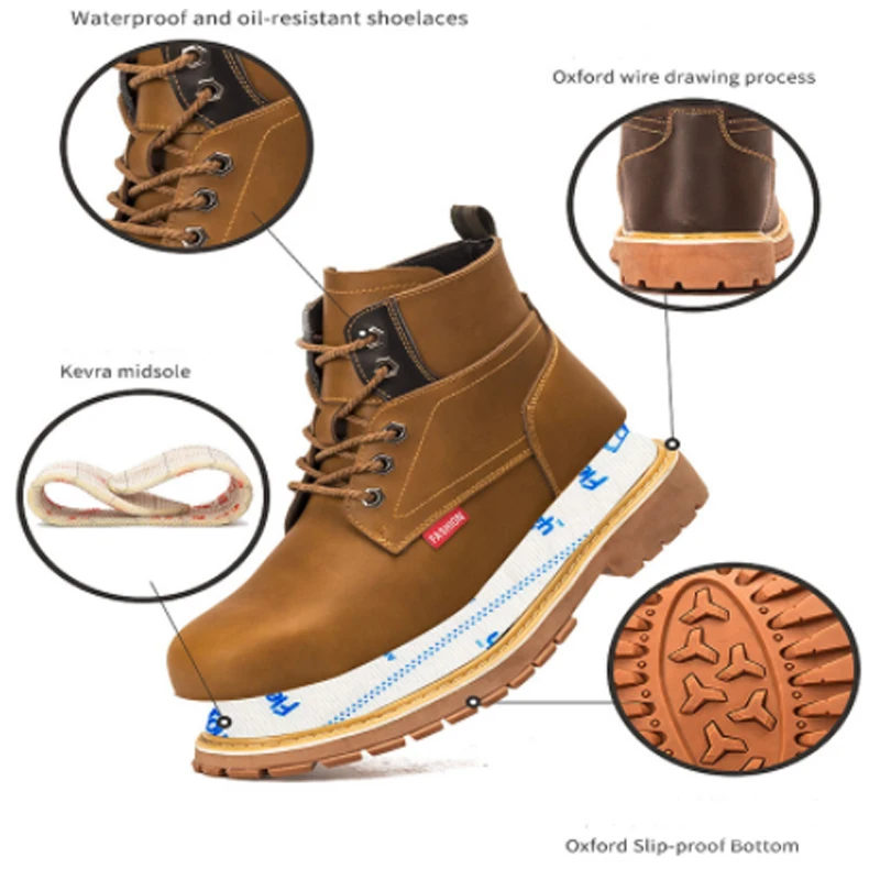 Work Martin Boots For Men Anti-smashing Steel Toe Cap Safety Shoes Indestructible Work Shoes Boots Men's outdoor work shoes