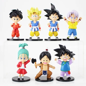 

7pcs/set Anime Dragon Ball Child Ver. Trunks Pan Bulla Upa Goku Gohan Goten Action PVC Figures Toys Brinquedos
