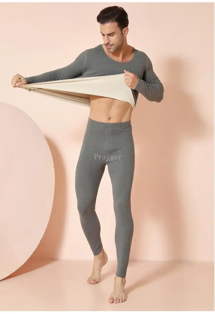 Men Thermal Underwear Warm Long Jhons Winter Tops Buttoms Set AB Inside Clothes