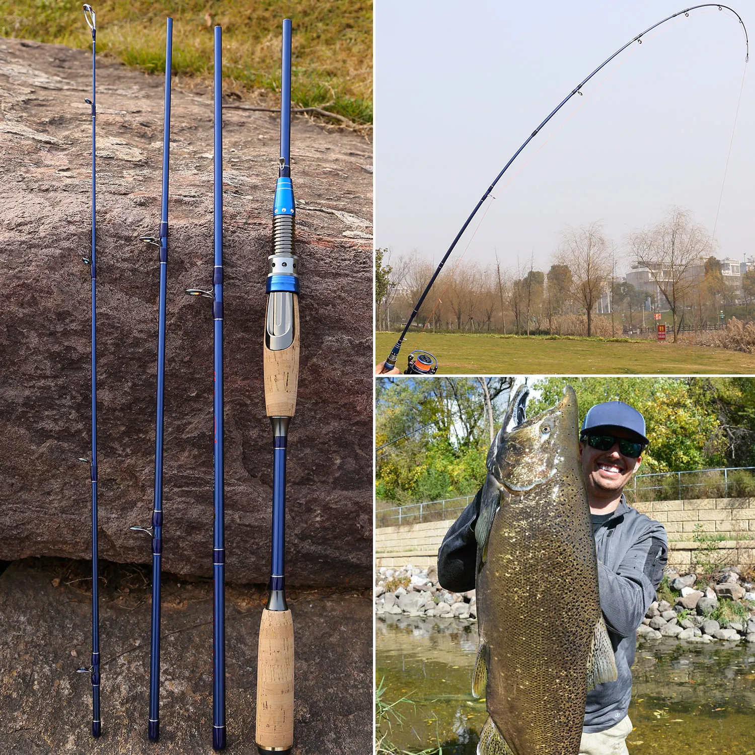 Sougayilang 4 Section Lure Rod 2.1M 2.4M Ultralight Weight Fishing Rod Carbon Rod Spinning Travel Rod Carp Fishing Tackle