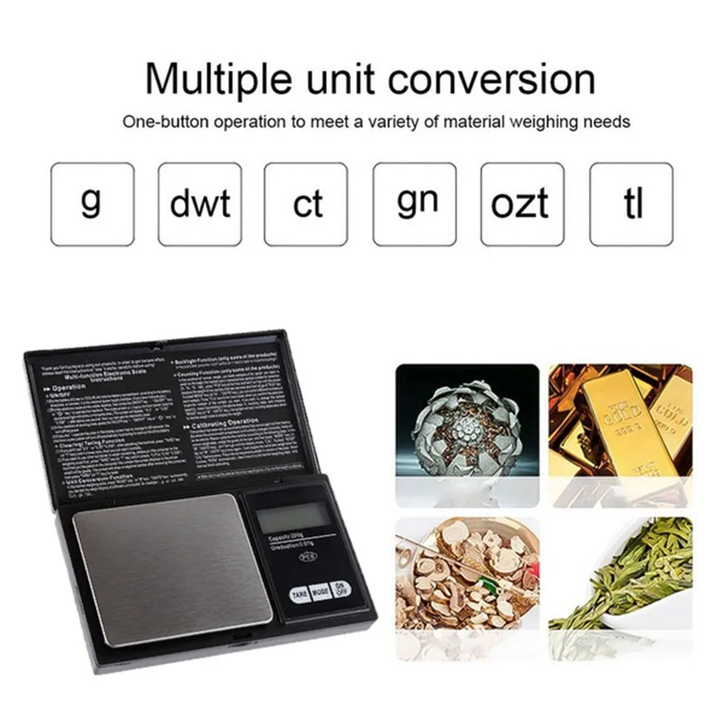 1 Pc Digital Scale 100/200/500/1000g High Precision 0.01g  LCD Jewelry Gold Balance Weight Gram for Kitchen Jewelry Drug