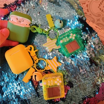 

Cartoon Silicone Cover Cute Tetris Game Console Protective Case for AirPods Earphone Headphone Accessories with Keychain