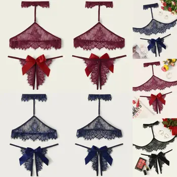 

Womens Sexy-Lingerie Lace Bra Dress Pajamas Babydoll Sleepwear Fashion Sexy See-Through Bow Lady Solid Underwear Exotic Set