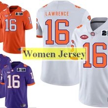 Женский свитер Clemson college 16 Trevor Lawrence, белый, фиолетовый, оранжевый, сшитый, размер S-2XL
