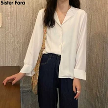 Aliexpress - Sister Fara New Spring Women Chiffon Blouse Casual Solid Female Shirts Outwear Autumn Office Lady V-Neck Button Loose Clothing