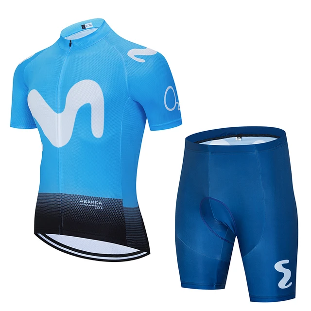US $17.60 2020 Movistaring team short sleeve cycling Jersey suit bib roa cycling bicycle suit MTB bicycle Jer