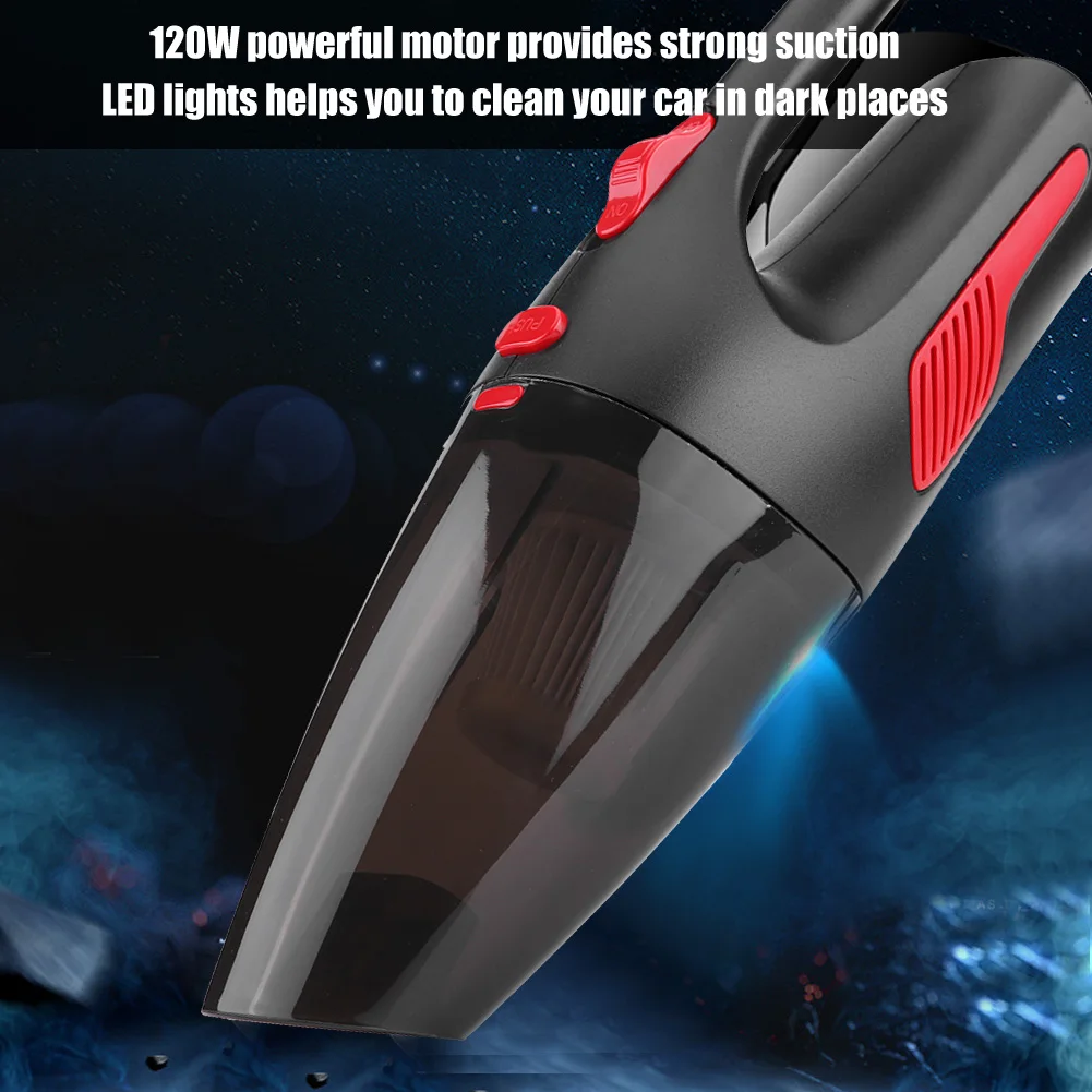 DC12V 120 Вт автомобильный пылесос Портативный Ручной пылесос для сухой и влажной уборки двойного назначения автомобильный пылесос с светильник