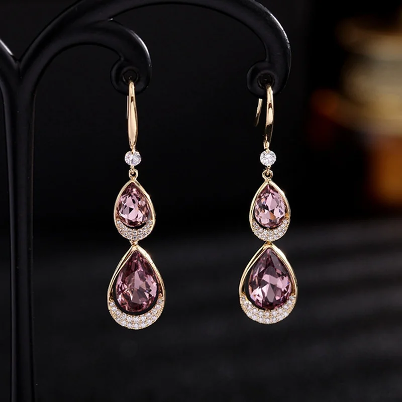 High Quality Dangle Earrings for Women Exquisite Teardrop Engagement Wedding Pendant Earings Fashion Jewelry 2022 brinco