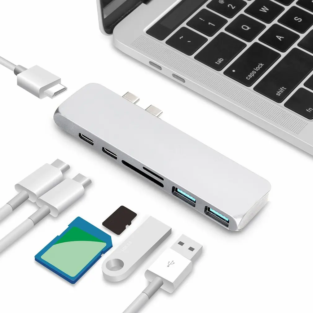 Двойной порт Usb C концентратор 4K Hdmi адаптер Thunderbolt 3 Dual Usb 3,1 тип данных C концентратор Tf Sd Pd адаптер для Macbook Pro Air 13