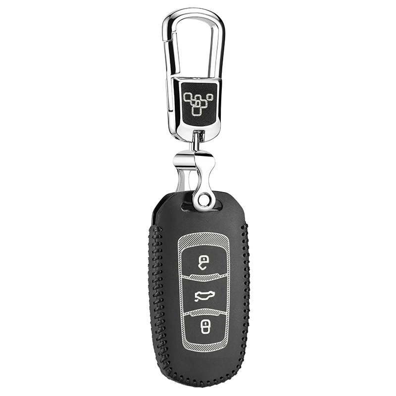 Luckeasy кожаный чехол для ключей Geely emgrand EC7 EC718 EC715 Global Hawk GX7 Автомобильный ключ сумка/чехол кошелек держатель key2y - Название цвета: black 1