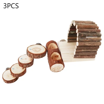 

Wooden Hamster Hideout Rat Playground Activity Climb Food Bowl Standing Platform