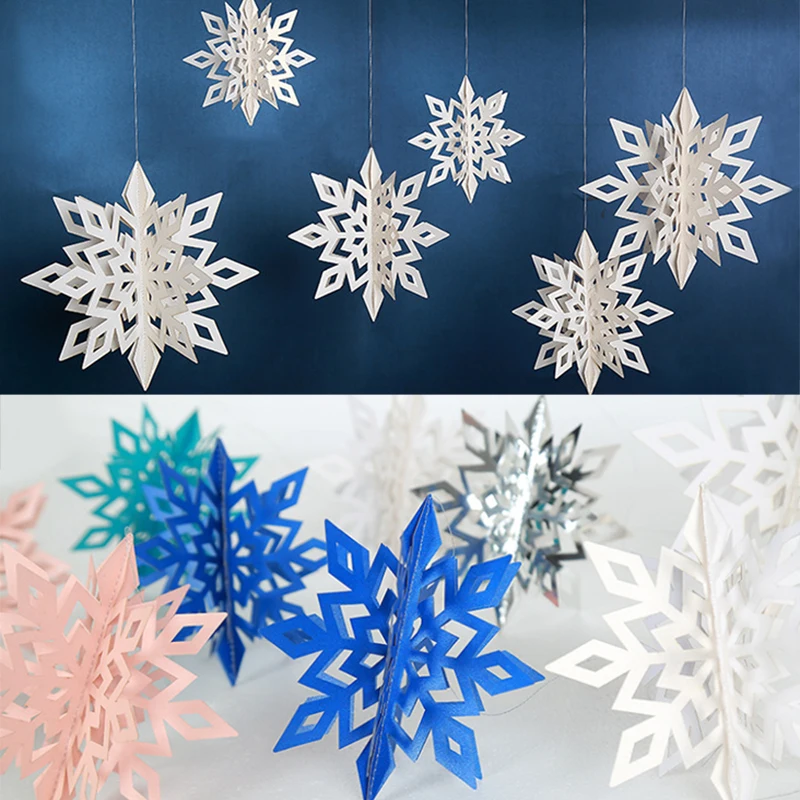 Рождественская Снежинка Висячие украшения в виде Снежинки 3D красивые 6 шт бумажные принадлежности для праздника свадьбы домашнего декора