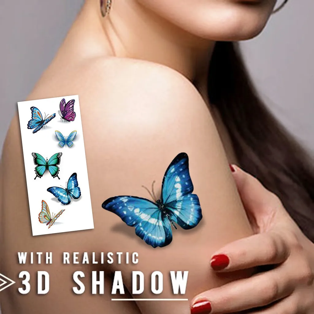 Трендовая 3D Временная красочная наклейка Татуировка Бабочка поддельные