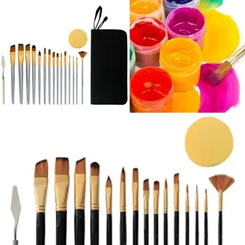 

17pcs Watercolor Paint Brushes Set Nylon Hair Oil Acrylic Painting Brush with Canvas Bag Art Supplies
