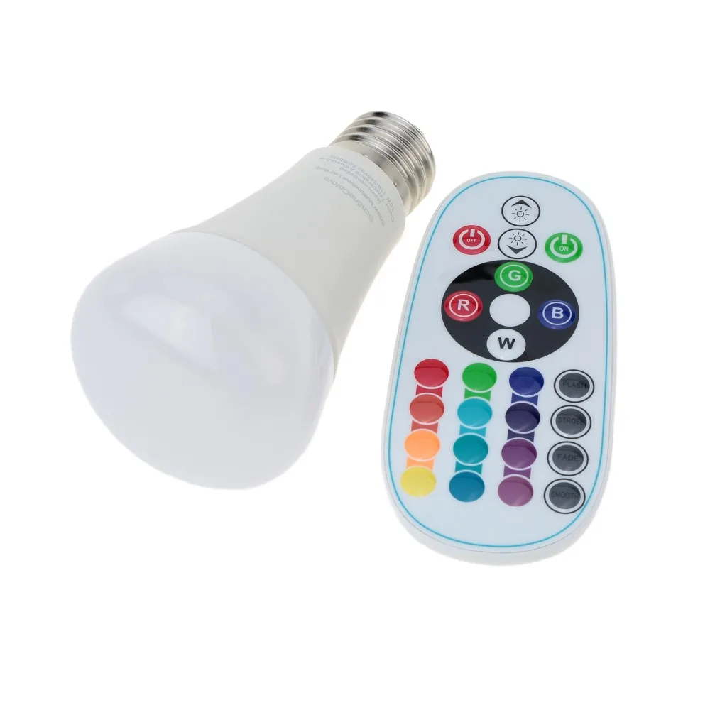 E27 10W 110-240V AC RGBW Colorful LED Bulb Light Stage Lamp Remote Control Color& Brightness Adjustable Home Indoor Decor