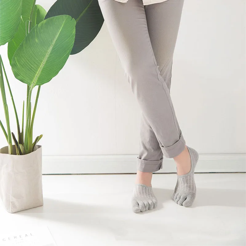 10 Pairs Summer Socks Men Women Five Fingers Anti-Slip Slipper Invisible Boat Socks Sweat-absorbing Very Short Socks with Toes