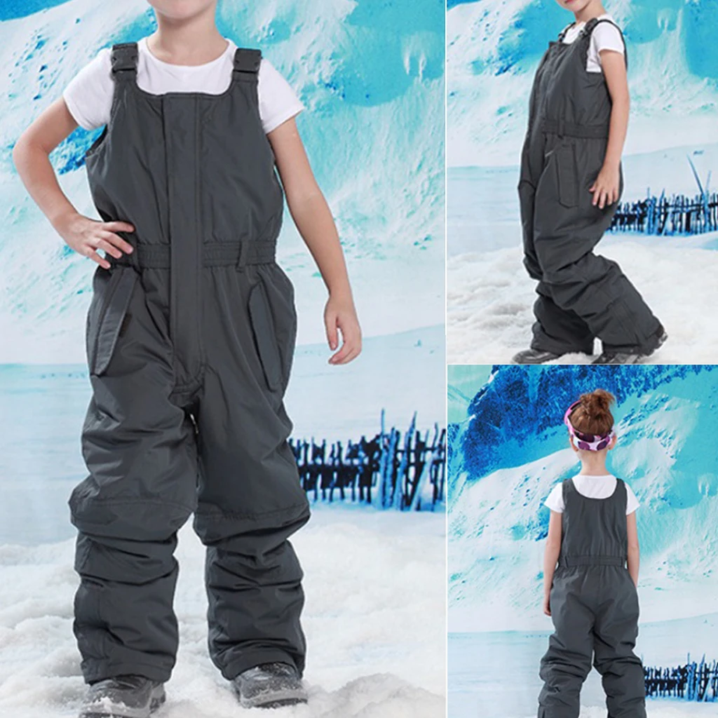 Детские водонепроницаемые лыжные штаны, ветрозащитные Походные штаны для мальчиков и девочек, теплые, регулируемые детские лыжные штаны, зимние нагрудники