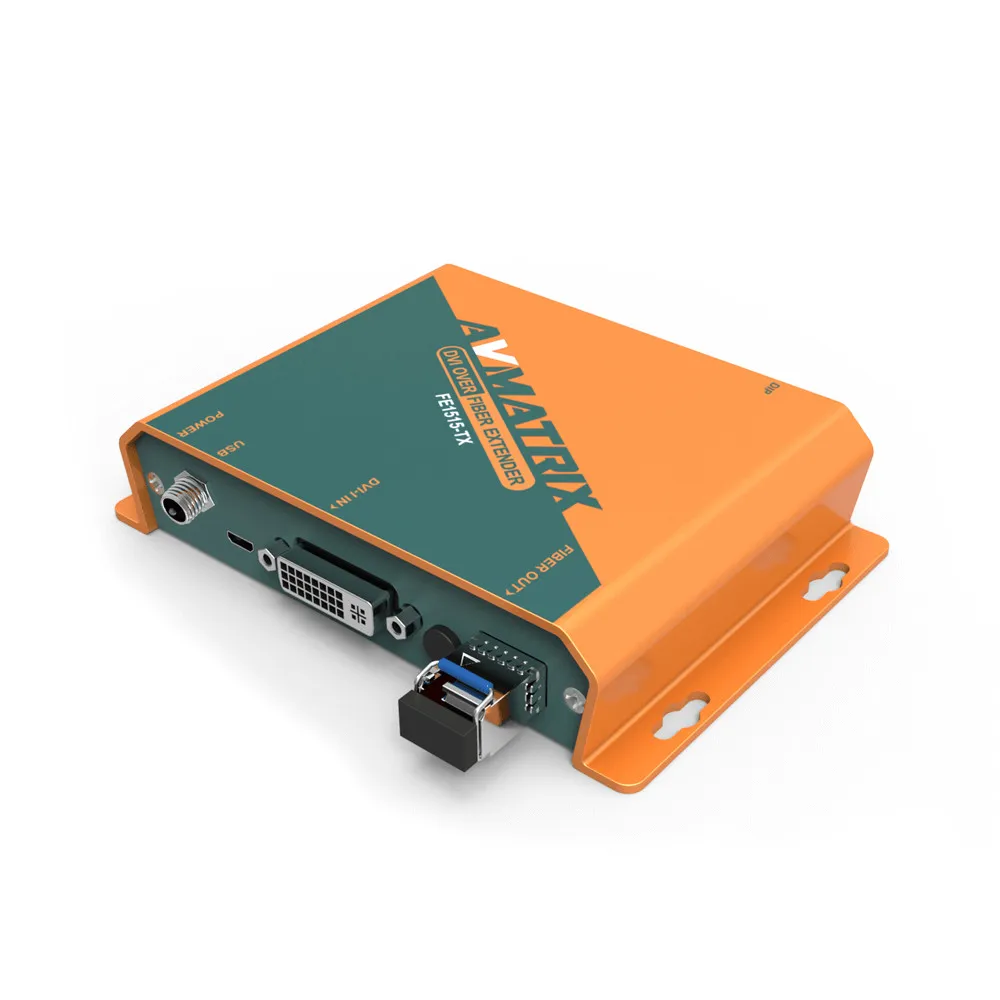 AVMATRIX FE1515 Fiber Optic RX/TX Video DVI Converter with 20km SFP LC Module Fiber Optic Extender for Monitor