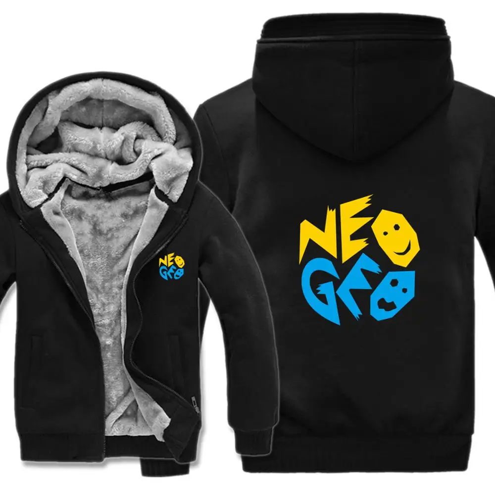 Зимние толстовки Neo Geo MVS, теплые мужские модные шерстяные куртки с подкладкой Neo Geo MVS, толстовки, мужские пальто