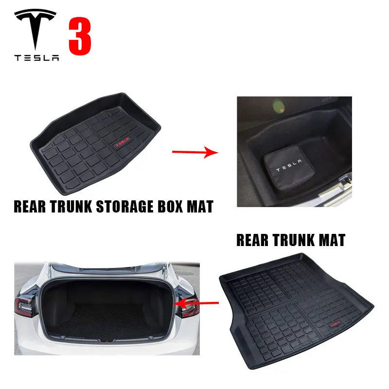 TPE Tesla модель 3 коврики комплект любую погоду нескользящий сверхмощный резиновый коврик для водителя, пассажира и заднего сиденья - Название цвета: rear 2pcs mats