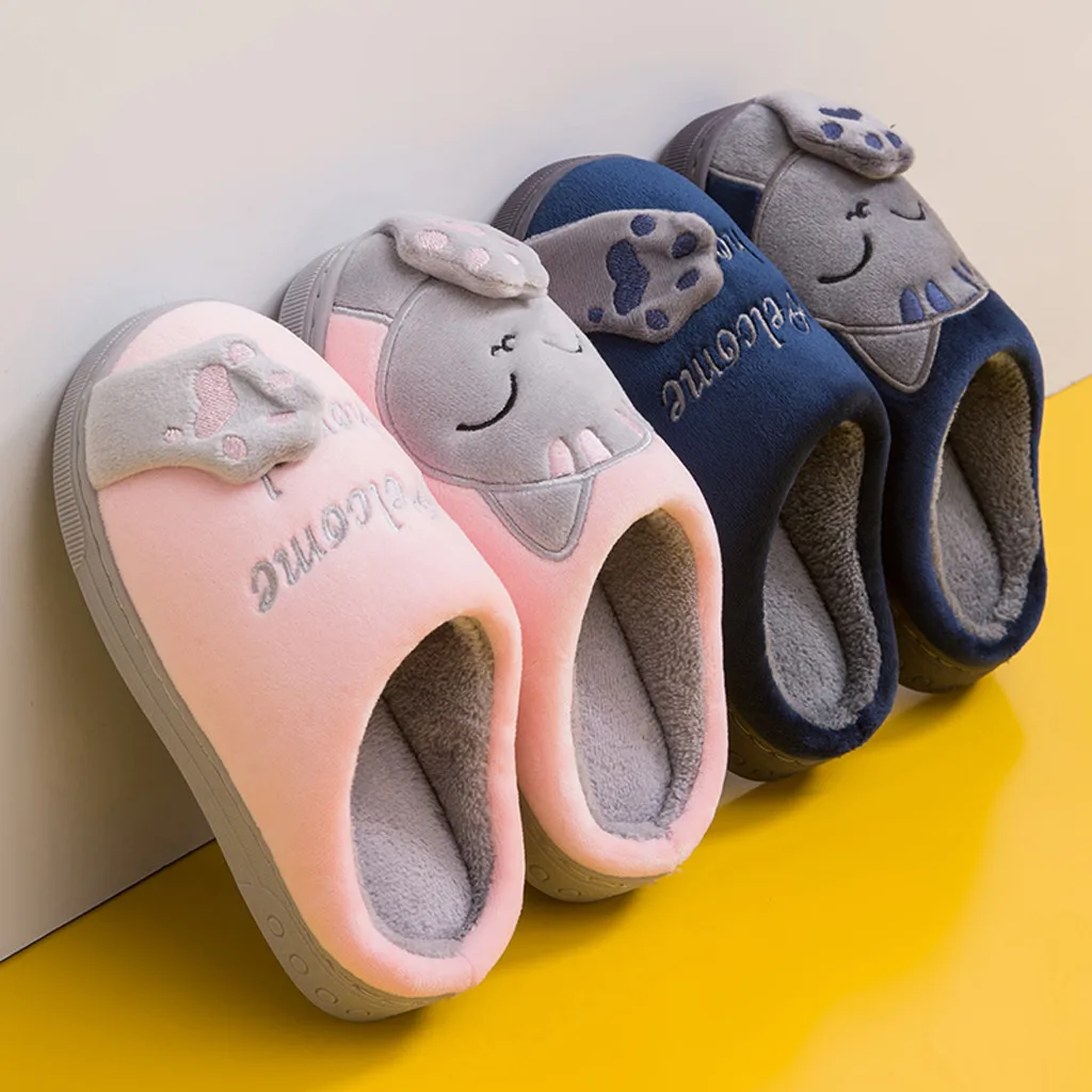 Kids baby slippers shoes Boys Girls Winter Cartoon Cat Non-slip flat heels Home Indoors Shoes non slip baby slippers тапочки