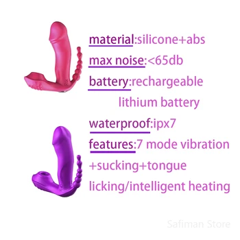 Clitoris Stimulator 3 IN 1 Sucking Vibrator 7 Mode Vibrating Sucker Anal Vagina Wearable Oral Suction Erotic Sex Toys for Women 4