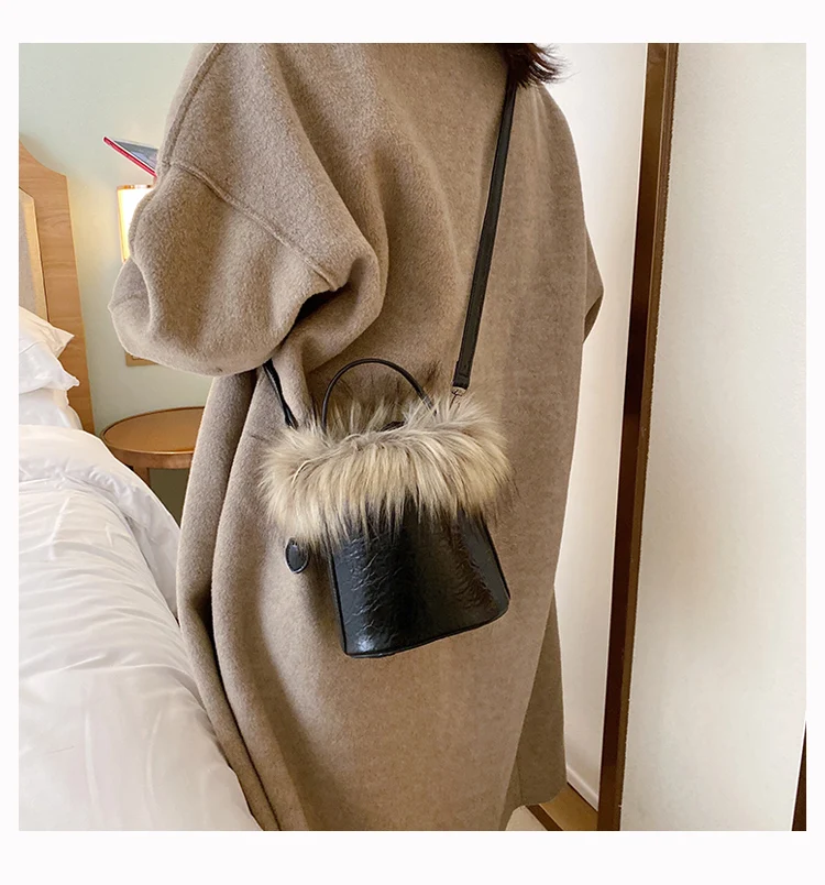Винтажная модная женская сумка-мешок зимняя новая качественная женская дизайнерская сумка из искусственной кожи плюшевые сумки через плечо