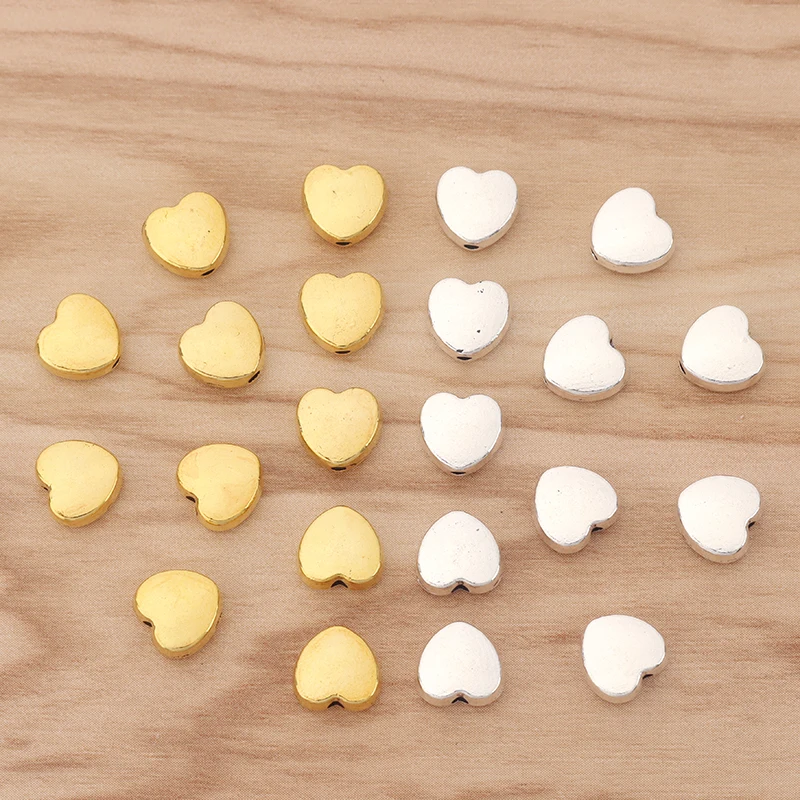 20 Pieces Alloy Love Heart Spacer Beads 2 Sided for Necklace Bracelet Jewellery Making Accessories 10x9mm | Украшения и