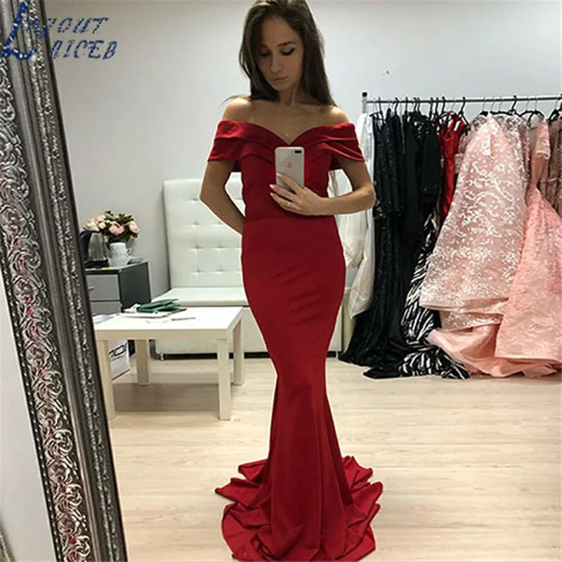 

SZ021 New Arrival Off the Shoulder Burgundy Satin Evening Dresses Party Prom Dresses Formal Gowns Long Dresses Simple