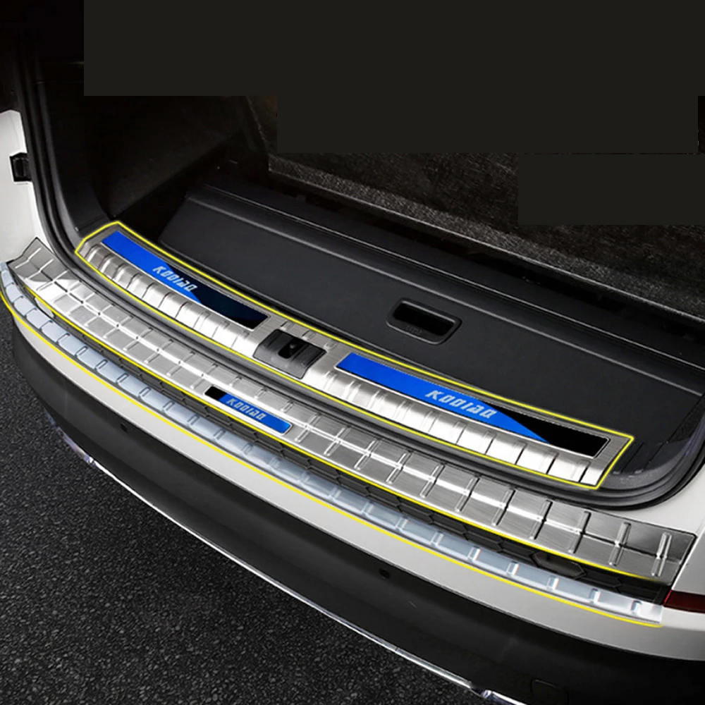 Stainless Steel Rearguards Rear Trunk Inner Outer Bumper Sill Plate Protector Guard Cover For Skoda Kodiaq GT 2016-2020