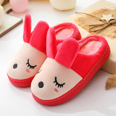 Осенне-зимние хлопковые тапочки для мальчиков домашняя обувь детские домашние тапочки с рисунком теплая обувь для девочек родитель-детские Тапочки - Цвет: red 1
