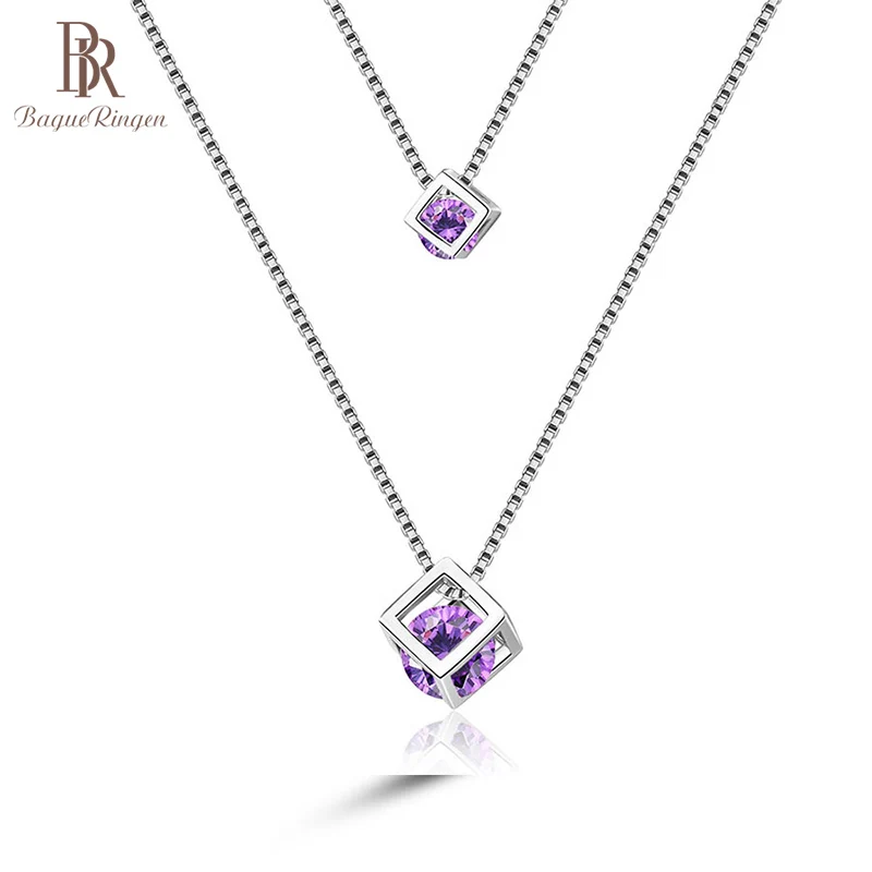 Bague Ringen очаровательное двойное ожерелье для женщин серебро 925 пробы ювелирное изделие драгоценные камни