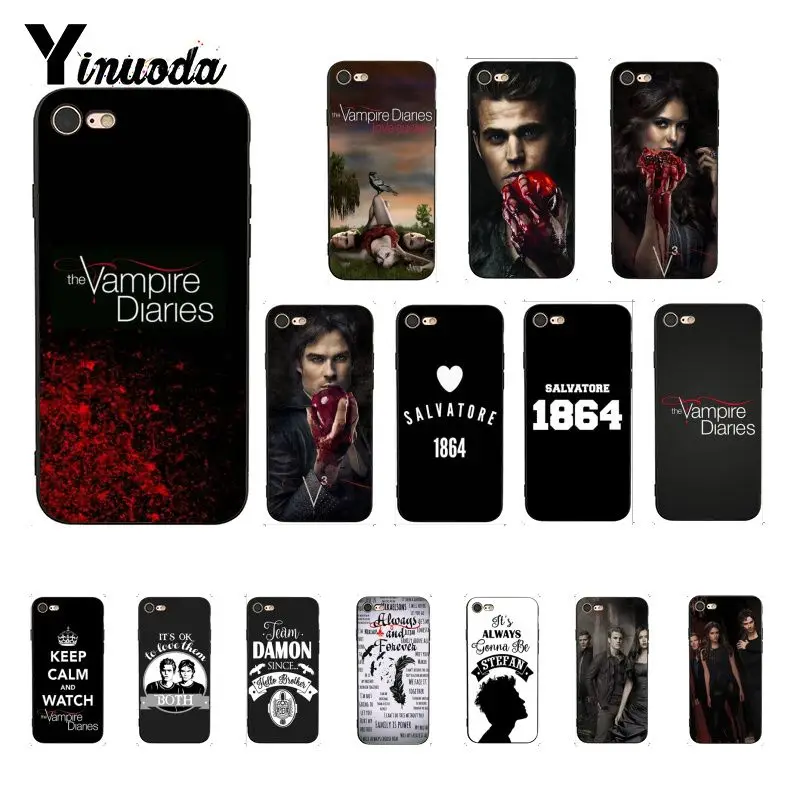 Yinuoda Дневники вампира ТВ черный мягкий чехол для телефона iPhone 5 5Sx 6 7 7plus 8 8Plus X XS MAX XR