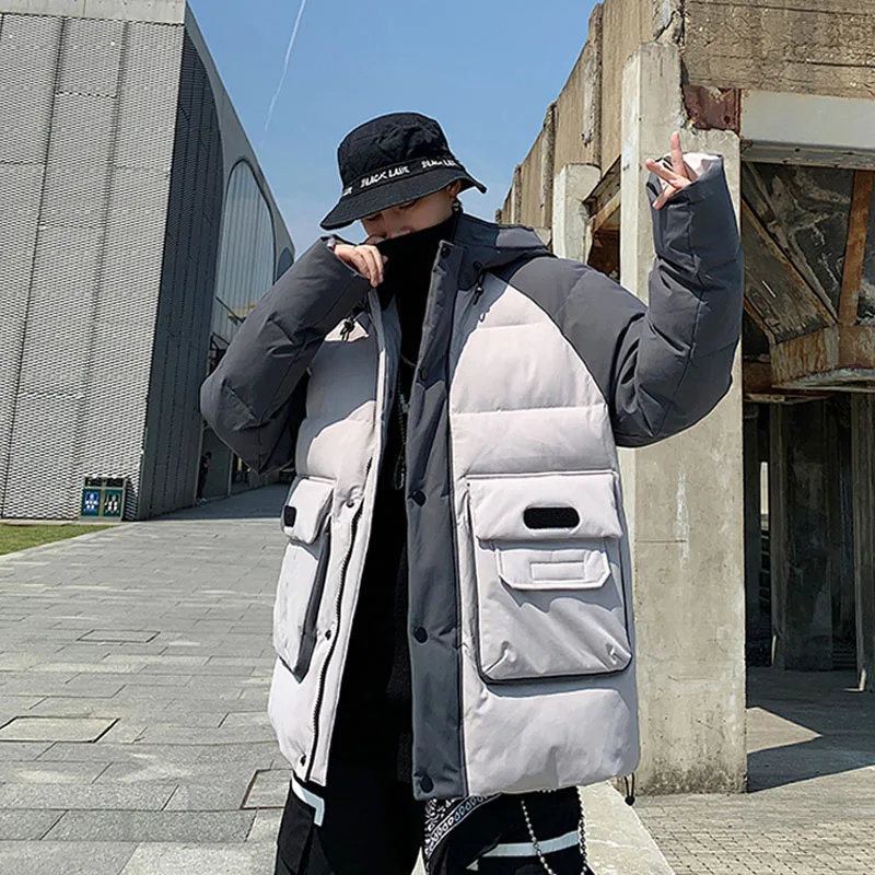 Winter No Print Jacket Coat Male Thick Cotton-Padded Coats High Quality Male Fashion Clothing