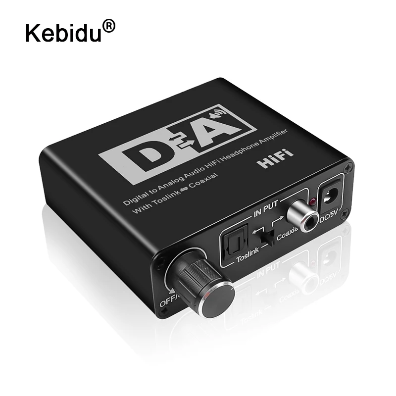 

kebidu Digital To Analog Audio Converter With EU US Plug Optical Toslink Coaxial To RCA 3.5mm Jack Adapter