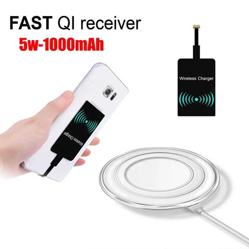 Приемник беспроводного зарядного устройства 5 Вт 1000 мАч Адаптер для iPhone /Micro USB/Type C