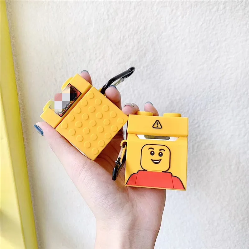 

Cute Cartoon Building Blocks Toy Brick Box Headphone Cases For Apple Airpods 1/2 Silicone Protection Earphone Cover Accessories