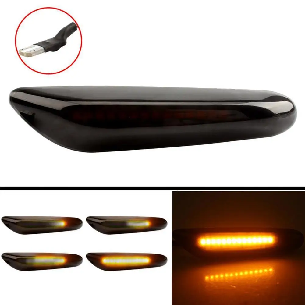 2Pcs Flashing Car Turn Signal Lights Lateral Side Marker Lamps LED Strobe Indicator Amber 12V For BMW E90 E91 E92 E60 E87 E46 | Автомобили