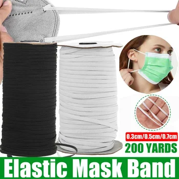 

New 3/5/7mm Washable Elastic Band Masks White Black High Elastic Flat Rubber Band Waist Band Sewing Stretch Rope DIY Mask Rope
