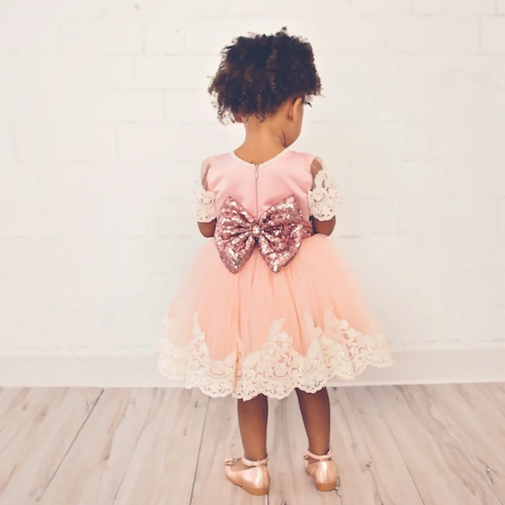 Hot Toddler Baby Lace Ball Gown Party Pageant Princess Dress Clothes Short Sleeve Lace Bow Tutu Formal Dresses Girl Dress 0-7Y