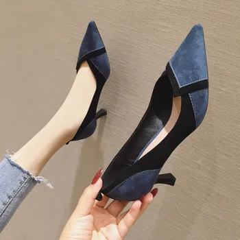 

Pumps Women High Heels Shoes New Style High-heels Pointed Shoes Shallow Mouth Flock Female Shoes Fashion Women Party Shoes