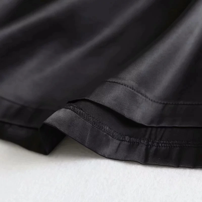 Новинка года, модная весенне-осенняя юбка в английском стиле, Элегантная Шелковая атласная юбка с высокой талией в городском стиле, черные и бежевые длинные юбки