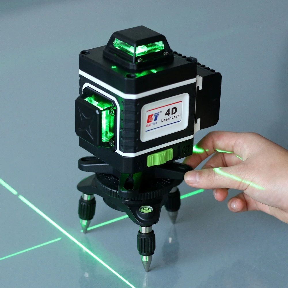 KaiTian Green 4D Laser Level Tripod 520nm 16 Lines Level Self-Leveling 360 Horizontal &Vertical Lasers Receiver Nivel Laser Line