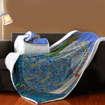 

Sholisa Polyester Flannel Spring/Autumn Portable Blanket Cartoon digital 3D Printing For Home Travel Picnic Airplane Hotel