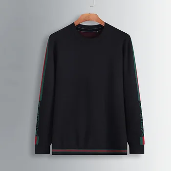 

Youth Big Size Sweater Male plus Plus Fat Knitting Round Neck Thick Long Sleeve T Shirt Backing Shirt Male Sweater