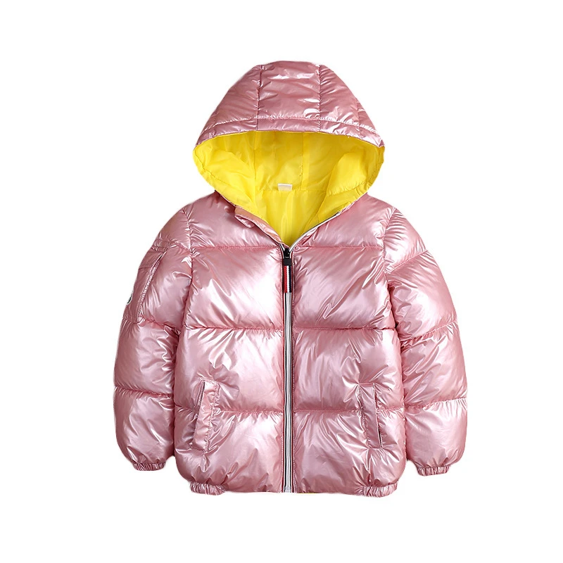  Children Winter Jacket for Boys Girls Silver Gold Casual Hooded Coat Baby Warm Clothing Outwear Kid