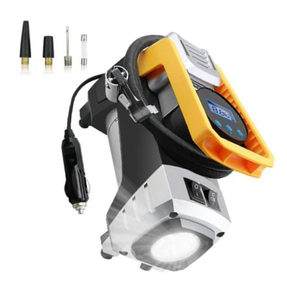 

Digital Tire Compressor Car Air Inflator Pump Hose Spray Nozzle Adapters 120W